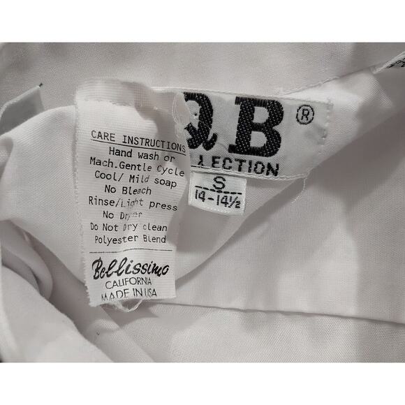 Vintage 90s Tuxedo Shirt White Floral Metallic Print Men's Size S 14 14-1/2 - Picture 4 of 7